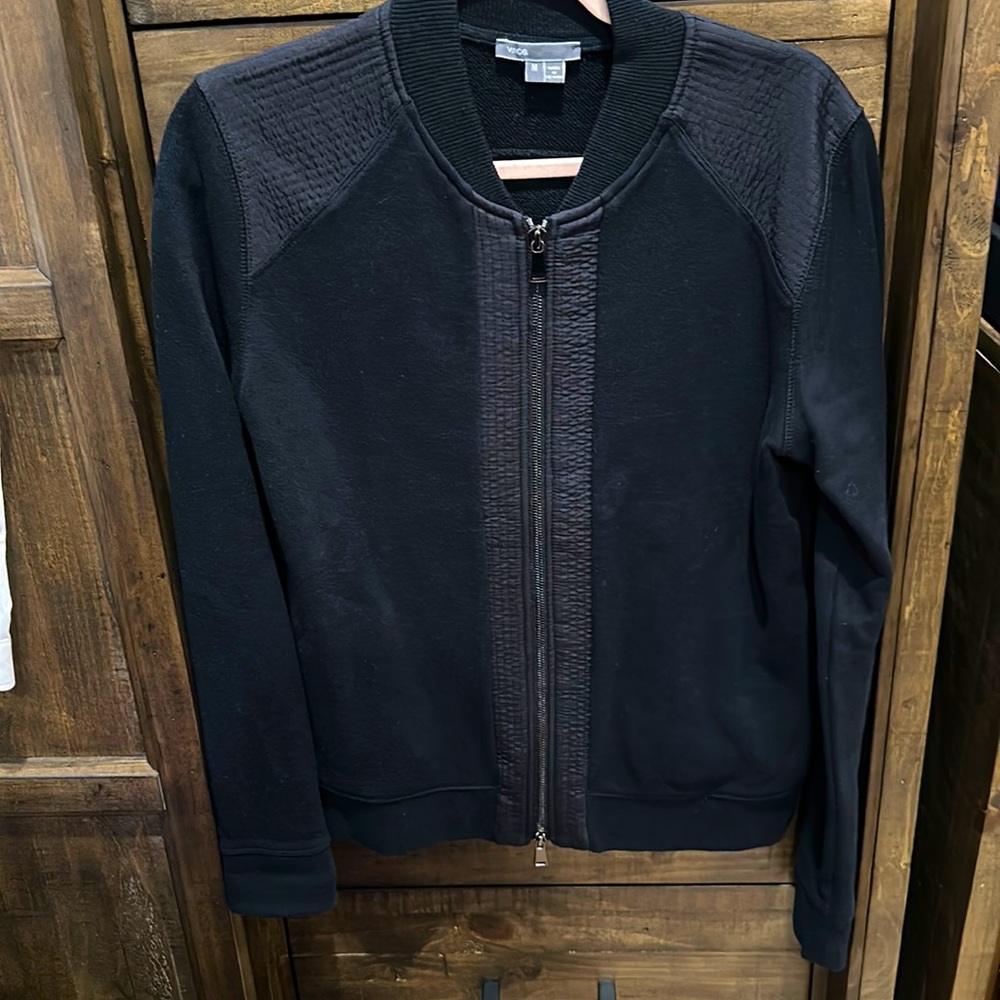 Vince Black front zip Bomber Style Cotton Jacket size medium